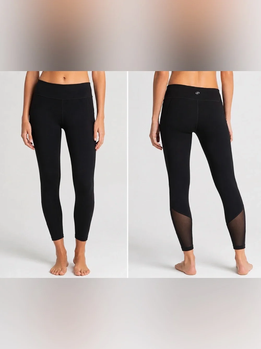 Spalding Cropped Black Mesh Panel Ankle Leggings Workout Yoga Size Medium M